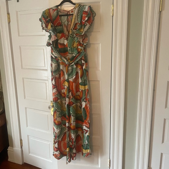 Farm Rio Ruffle-Sleeve Linen Jumpsuit never worn!!! - Picture 4 of 7